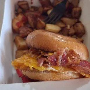 a bacon and cheese sandwich