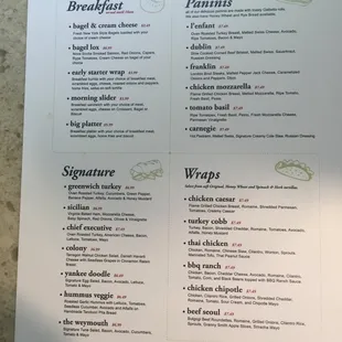 Lunch menu