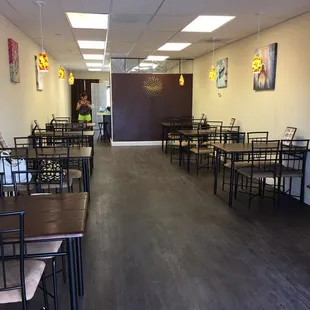 empty restaurant with tables and chairs