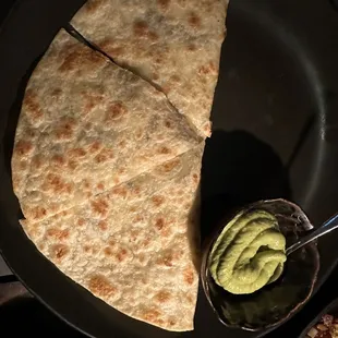 roasted mushroom quesadilla (flour tortilla, oaxaca cheese, jalapeño salsa)