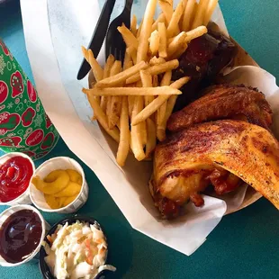 Ribs,chicken and a coke for about $20