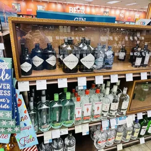 shelves of liquor