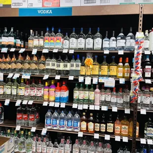 bottles of alcohol on shelves