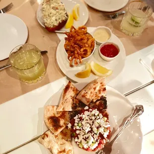 Tuna Tartare, Calamari, Peekytoe Crab Toast