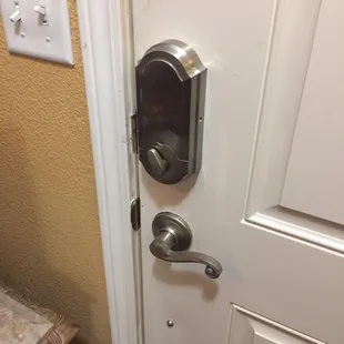 Internal view of front door installation