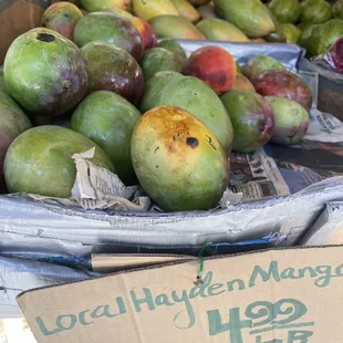 a basket of mangoes for sale