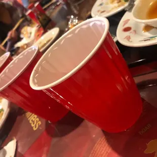 red cups on a table