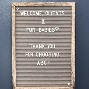 Cute sign welcoming families