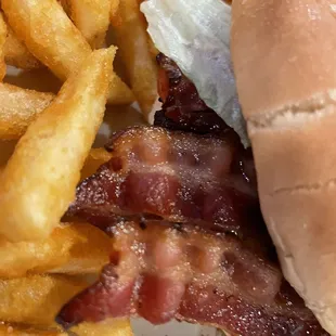Yummy crispy bacon &amp; fries
