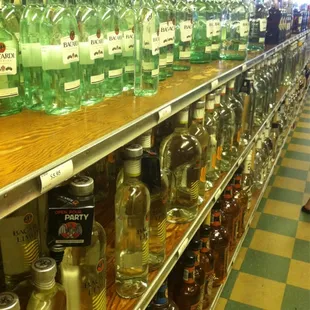 bottles of alcohol on a shelf