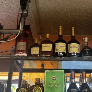  bottles of liquor on a shelf
