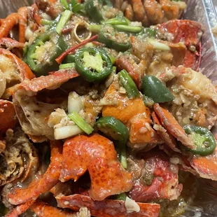 4 lbs lobster cooked in house special seasoning