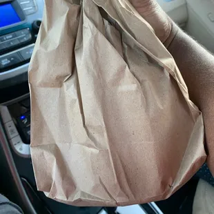 The famous brown bag.