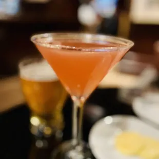 a cocktail in a martini glass