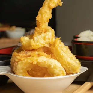 a bowl of deep fried shrimp