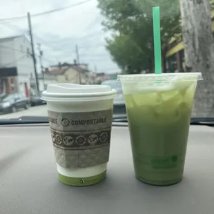 Matcha special and a hot chamomint