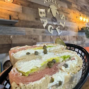 Smoked salmon sandwich with cream cheese