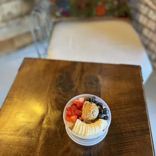 Traditional acai bowl with peanut butter