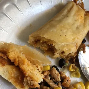 a plate of food with a fork and spoon