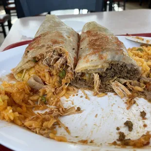 Beef burrito is totally beef with no spices. The so called chicken burrito is almost all tasteless rice.