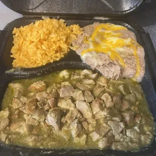 Green pork chili plate