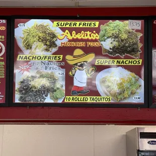 Super fries menu