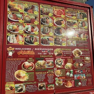 Drive thru menu