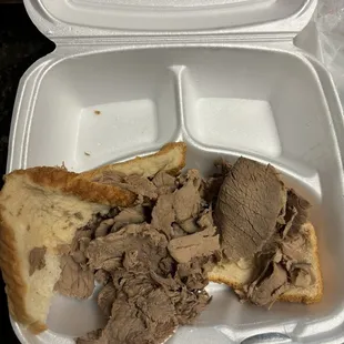 Dry roast beef on soggy bread- It&apos;s supposed to be the Thursday special.