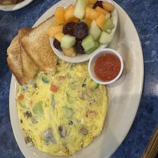 Veggie omelette (doesn&apos;t come with cheese, costs extra) decent tasting. Nothing to write home about