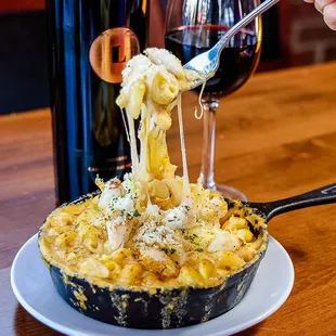 Truffle Crab Mac + Cheese is made in house and a crowd pleaser.
