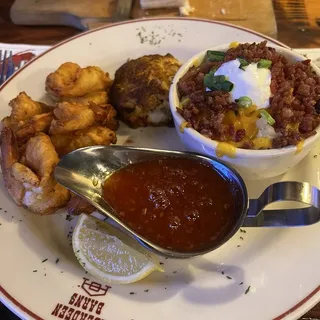 Broiled Crab Cake and Fried Shrimp Combo