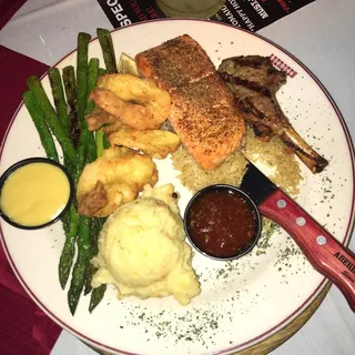 Grilled Salmon and Fried Shrimp Dinner Special