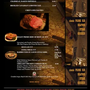 the menu for the restaurant