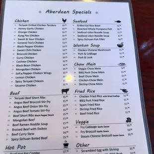 menu