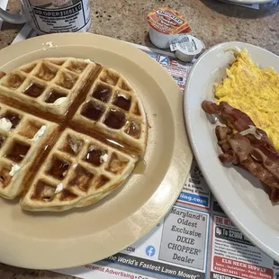 Waffle, Bacon, Eggs