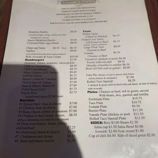 menu