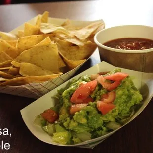 chips, salsa and guacamole