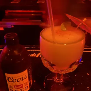 Coors Banquet and margarita