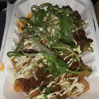 Beef Mapo Chili Cheese Tots