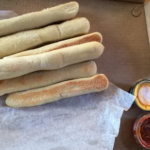 "Famous" breadsticks....uh...not so great....cold and underwhelming .50 a piece 4.14.16