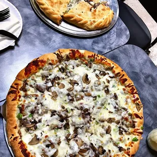 Philly Cheesesteak Pizza &amp; Philly Cheesesteak Calzone!