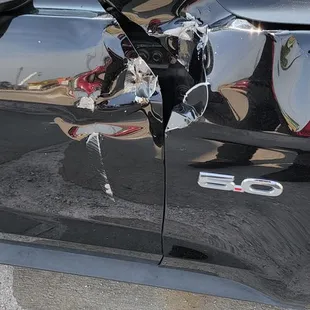 Damege the Abe's truck did to my car.