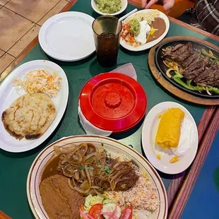 a table full of mexican food