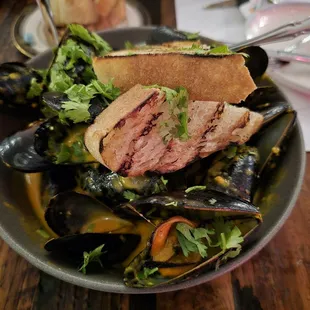 Mussels - plenty for 2 people. Ask for extra bread!