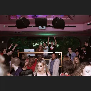 CHOVA (DJ group that performed that evening) and crowd