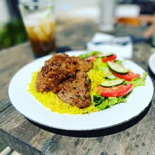 Saffron Rice with Kefta &amp; Caramelized Onions