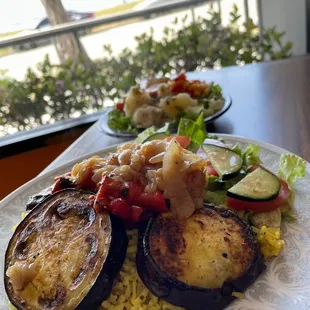 grilled eggplant and rice