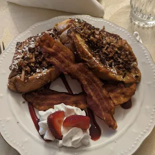 fancy french toast and bacon very delicious