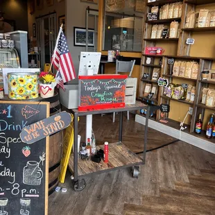 a display of food items