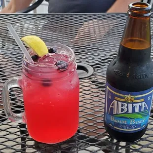 Amazing spiked strawberry lemonade and their company made root beer